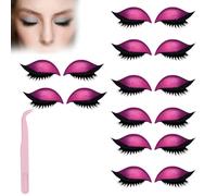 Lazy Eye Shadow Eyelash Patch,Eye Patch for Lazy Eyes,Eyeshadow Eyelashes Makeup Stickers,2-in-1 Reusable Eyes Makeup Stickers with False Lashes & Shadow,For All Shapes (Pink, 8pcs)