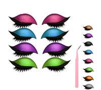 Lazy Eye Shadow Eyelash Patch, Eyeshadow and Lash Sticker, Eyeshadow Eyelashes Makeup Stickers for Eyes, 2-In-1 Reusable Eye Makeup Stickers With False Lashes & Shadow, 2 Pairs (4Pcs-C)