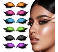 Lazy Eye Shadow Eyelash Patch, Eyeshadow and Lash Sticker, Self-Adhesive Fast Eye Makeup Stickers with Eyelash, Shadow, Eyeliner for Party, Prom. (6 pairs)