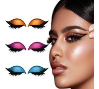 Lazy Eye Shadow Eyelash Patch, Eyeshadow and Lash Sticker, Self-Adhesive Fast Eye Makeup Stickers with Eyelash, Shadow, Eyeliner for Party, Prom. (3 pairs)