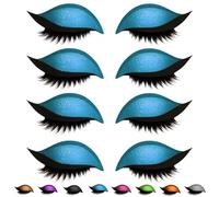 Lazy Eye Shadow Eyelash Patch, Eyeshadow Eyelashes Makeup Stickers, 2-in-1 Reusable Eye Makeup Stickers with False Lashes & Shadow,Makeups Stencils Sticker for All EyeShapes (Blue x4PCS)