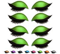 Lazy Eye Shadow Eyelash Patch, Eyeshadow Eyelashes Makeup Stickers, 2-in-1 Reusable Eye Makeup Stickers with False Lashes & Shadow,Makeups Stencils Sticker for All EyeShapes (Green x4PCS)