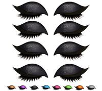 Lazy Eye Shadow Eyelash Patch, Eyeshadow Eyelashes Makeup Stickers, 2-in-1 Reusable Eye Makeup Stickers with False Lashes & Shadow,Makeups Stencils Sticker for All EyeShapes (Black x4PCS)