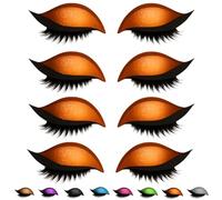 Lazy Eye Shadow Eyelash Patch, Eyeshadow Eyelashes Makeup Stickers, 2-in-1 Reusable Eye Makeup Stickers with False Lashes & Shadow,Makeups Stencils Sticker for All EyeShapes (Orange x4PCS)