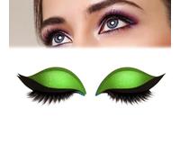 Lazy Eye Shadow Eyelash Patch, Eyeshadow Eyelashes Makeup Stickers, 3-in-1 Self-Adhesive Reusable Fast Eye Makeup Stickers with False Lashes, Shadow, Eyeliner, for Party, Prom (Green)