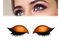 Lazy Eye Shadow Eyelash Patch, Eyeshadow Eyelashes Makeup Stickers, 3-in-1 Self-Adhesive Reusable Fast Eye Makeup Stickers with False Lashes, Shadow, Eyeliner, for Party, Prom (Orange)