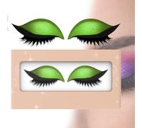 Lazy Eye Shadow Eyelash Patch, Eyeshadow Eyelashes Makeup Stickers - 3D Contour Self-Adhesive Reusable Eye Makeup Stencils with Precise Lash Line Guide for Effortless Glam Looks (Green,1 pair)