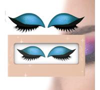Lazy Eye Shadow Eyelash Patch, Eyeshadow Eyelashes Makeup Stickers - 3D Contour Self-Adhesive Reusable Eye Makeup Stencils with Precise Lash Line Guide for Effortless Glam Looks (Blue,1 pair)