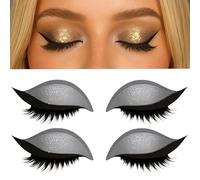 Lazy Eye Shadow Eyelash Patch,Patch De Fard À Paupières Pour Les Yeux Paresseux, 2 En 1 Autocollants De Maquillage Pour Les Yeux Réutilisables, Autocollant 3D Fard À Paupières Naturelles（2 Pai argen）