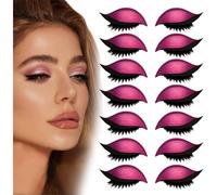 Lazy Eye Shadow Eyelash Patch, with False Lashes, Shadow, Eyeliner, for Quick Makeup, Party, and Daily Use (Red)