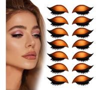 Lazy Eye Shadow Eyelash Patch, with False Lashes, Shadow, Eyeliner, for Quick Makeup, Party, and Daily Use (Orange)