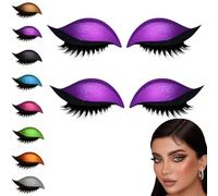 Lazy Eyeshadow Eyelash Patch, 2-In-1 Reusable Eyeshadow & Eyelash Makeup Stickers, Natural Curl, Waterproof, Long-Lasting, for All Eyeshapes (Purple)