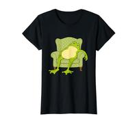 Lazy Frog Fatigué Introvert Burnout Humour Toad Meme T-Shirt Graphique avec Valeur, Femme, Noir, M