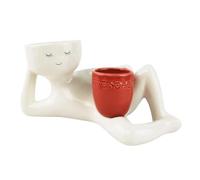 Lazy Guy Pot de fleurs pour plantes grasses, pots de fleurs amusants, petit personnage paresseux, pot de fleurs allongé en forme humaine en résine (rouge)