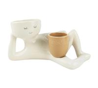 Lazy Guy Pot de fleurs pour plantes grasses, pots de fleurs amusants, petit personnage paresseux, pot de fleurs allongé en forme humaine en résine (jaune)