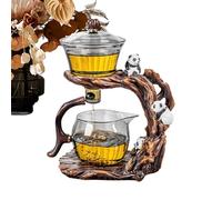 Lazy Man's Théière Kung Fu Drip - Théière en verre résistant à la chaleur | Bouilloire à thé inspirée du panda avec prise en main confortable pour la maison, la cuisine, le bureau, l'appartement, la