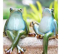 Lazy Puppy Sculptures et statues de jardin en céramique Couple de grenouille Décoration de jardin