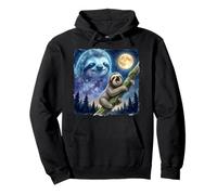 Lazy Sloth Climbing Tree Branch Moon Night Sky Animal Art Sweat à Capuche