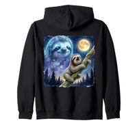 Lazy Sloth Climbing Tree Branch Moon Night Sky Animal Art Sweat à Capuche
