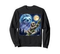 Lazy Sloth Climbing Tree Branch Moon Night Sky Animal Art Sweatshirt