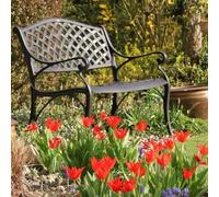 Lazy Susan | Banc de Jardin Jasmine Deux Places en Bronze Ancien et Coussin Vert | en Aluminium résistant aux intempéries | Facile à Assembler | Garantie 3 Ans