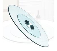 Lazy Susan Grand plateau tournant en verre - Plateau de service rond rotatif de 61 cm à 101,6 cm avec support pivotant Design silencieux 12 mm d'épaisseur Plateau transparent pour salle à manger et