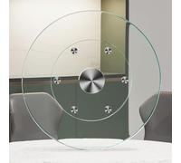 Lazy Susan Grand plateau tournant en verre transparent de 96,5 cm - Plateau de service rotatif à 360° pour table de salle à manger - Plateau de service rond avec 6 roues coulissantes - Parfait pour le