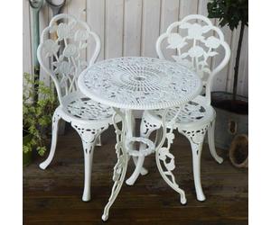 Lazy Susan London Rose Ensemble de Meubles de Jardin Rond 2 Places 60 cm | en Aluminium résistant aux intempéries | sans Entretien | Finition Blanche