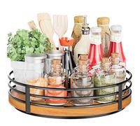 Lazy Susan Organiseur de Plateau tournant Rond en Bois pour Armoire, Cuisine, comptoir, Table à Manger, Garde-Manger, Placard, Salle de Bain, café, Bar, décoration d'intérieur