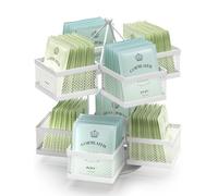 Lazy Susan Organiseur de sachets de thé, support de rangement pour sachets de thé, 96 sachets de thé, crème à café, édulcorant, boîte à thé pour comptoir de cuisine, armoire, garde-manger, étagère