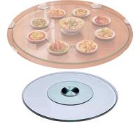 Lazy Susan Plateau de service rond en verre trempé pour table de salle à manger, comptoir, plateau tournant parfait pour divertir la cuisine et la décoration de la maison 80 cm