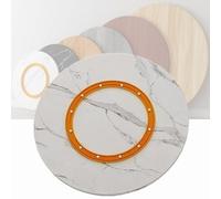 Lazy Susan Plateau rotatif robuste en bois massif pour table de salle à manger et cuisine Grand plateau de service rond à rayures blanches Idéal pour les réceptions à la maison 61 cm