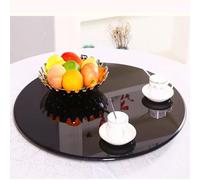 Lazy Susan Plateau tournant en verre pour table de salle à manger - Grand plateau rotatif avec 6 roues silencieuses pour une rotation fluide, 88,9 cm de diamètre