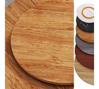Lazy Susan Plateau tournant rond en bois de 71,1 cm et 101,6 cm pour table de salle à manger, roulement silencieux, partage facile des aliments (marron, 80 cm)