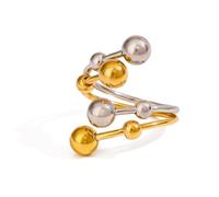 lazyfun Bagues élégantes avec mélange de couleurs or et argent - Double ouverture - Boule réglable pour accessoires tendance - Unique