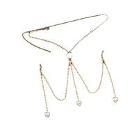 lazyfun Chaîne de soutien-gorge contemporaine à la mode Argent/Or M Figurine Goutte Cœur Décoration du corps Party Wear Sous-vêtements Accessoire élégant Chaîne de corps, taille unique, comme décrit