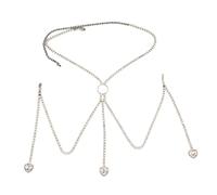 lazyfun Chaîne de soutien-gorge contemporaine à la mode Argent/Or M Figurine Goutte Cœur Décoration du corps Party Wear Sous-vêtements Accessoire élégant Chaîne de corps, taille unique, comme décrit