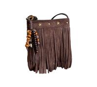 lazyfun Mode Hippie Western Cowgirl Portefeuilles Portefeuilles Franges Hobos Sacs Femme Sac à Bandoulière en Suédine Pompons Sacs à Bandoulière Franges Sac à Bandoulière avec Sangles, Couleur café.