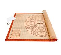 Lazymi Antidérapant Tapis de Cuisson en Silicone extra épais 91×61 cm | Anti-Adhérent Feuille de Cuisson Patisserie avec Mesures , Tapis de Four pour Pizza/Biscuit/Pâte (avec Coupe-Pâte) (Rouge)