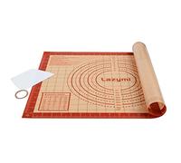 Lazymi Antidérapant Tapis de Cuisson en Silicone extra épais, Anti-Adhérent Feuille de Cuisson Patisserie avec Mesures, Tapis de Four pour Pizza/Biscuit/Pâte (avec Coupe-Pâte) (40×50 cm, Rouge)