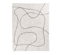 LAZZA - Tapis 160x230cm 100% Coton Crème Lignes Noires