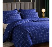 lazzaro home feel the difference LAZZARO Parure de lit 3 pièces avec housse de couette et fermeture éclair - Infroissable - 230 x 220 cm - Bleu