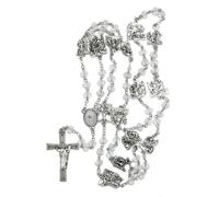lazzaro italy Chapelet VIA CRUCIS Chemin de Croix prière femme. Collier avec perles de cristal. Stations et croix argentées. Couronne de Carême. Artisanat italien