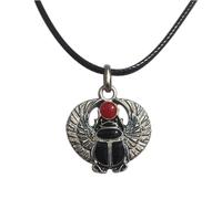 lazzaro italy Scarabée ailé égyptien avec collier - amulette porte-bonheur - talisman symbole de résurrection - pendentif artisanal plaqué argent h 3 cm, M, zamak, Pas de gemme