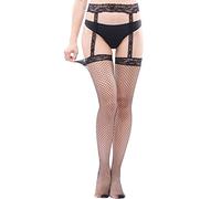 Lazzboy Bas Pour Porte-Jarretelles Sexy Femme Dentelle Tout En Un Collants Bas Sexy Dentelle Bas Autofixants avec Jarretières Autofixant ÉLasticité Dentelle Bas Erotique Transparent(Résille,One Size)