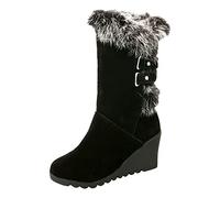 Lazzboy Bottes Femme Hiver Fourré Bottines Plates Hiver Automne Boots Travail Extérieur Bottes Chaudes Bottines Fourrées Confortables Randonnée Boots Grandes Tailles Bottes Rétro Chaussures(Noir,39)