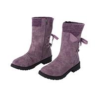 Lazzboy Bottines Femmes Talon Boots Femme Pieds Sensibles Cuir Lacet Chaussures Impermeable Securite Rangers Bottes Confortable Automne Pour Pieds Larges Chelsea Baskets Chaussures Hiver(Violet,40)