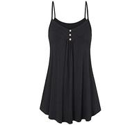 Lazzboy Débardeurs Femme d'été Lâche sans Manche Col Rond Uni de Soie Sexy Top Tank
