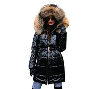 Lazzboy Doudoune Pour Femme Doudoune Avec Fourrure Chaud Parka D'hiver Veste Puffer Blouson Matelassé Manteau D'hiver Décontracté Veste D'extérieur Avec Capuche Hiver Outerwear(Noir,L)