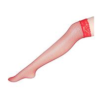 Lazzboy Sexy Femme Bas Pour Porte-Jarretelles Bas Résille Dentelle Longs Et Sexy En Dentelle Creuse Jusqu'aux Genoux Uniforme Séduisants Élastique ÉLasticité(Rouge,One Size)